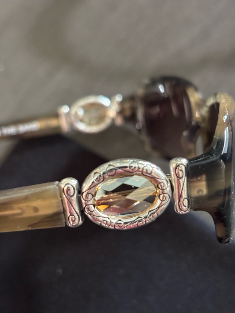 Brighton Women’s Brown Crystal Accent Sunglasses with Silver Filigree NEW